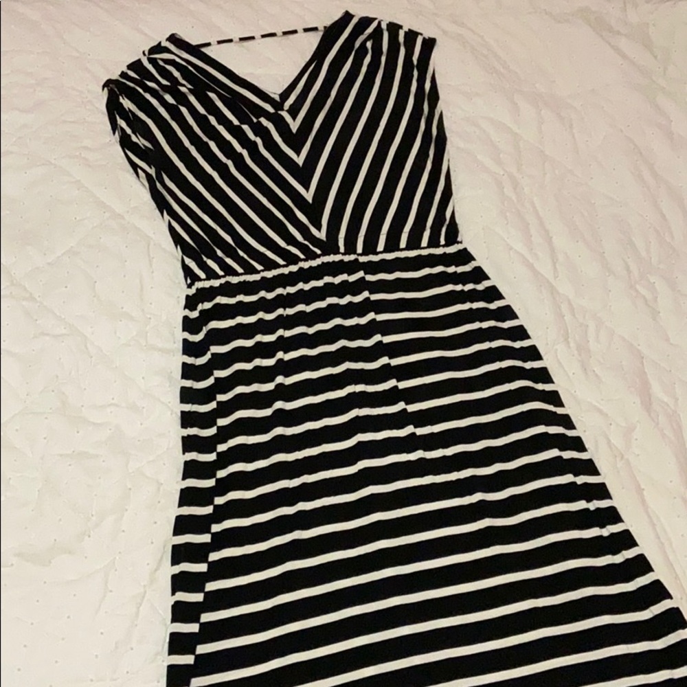 black and white striped maxi dress